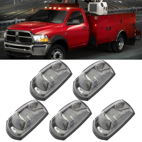 cciyu 5x Clear Lens Cab Marker Lights White LED Clearance Top Roof Running Lights Assembly Compatible with F250 F350 F450 F550 Full LED Cab Roof Marker Light Kit 2017-2021 Super Duty