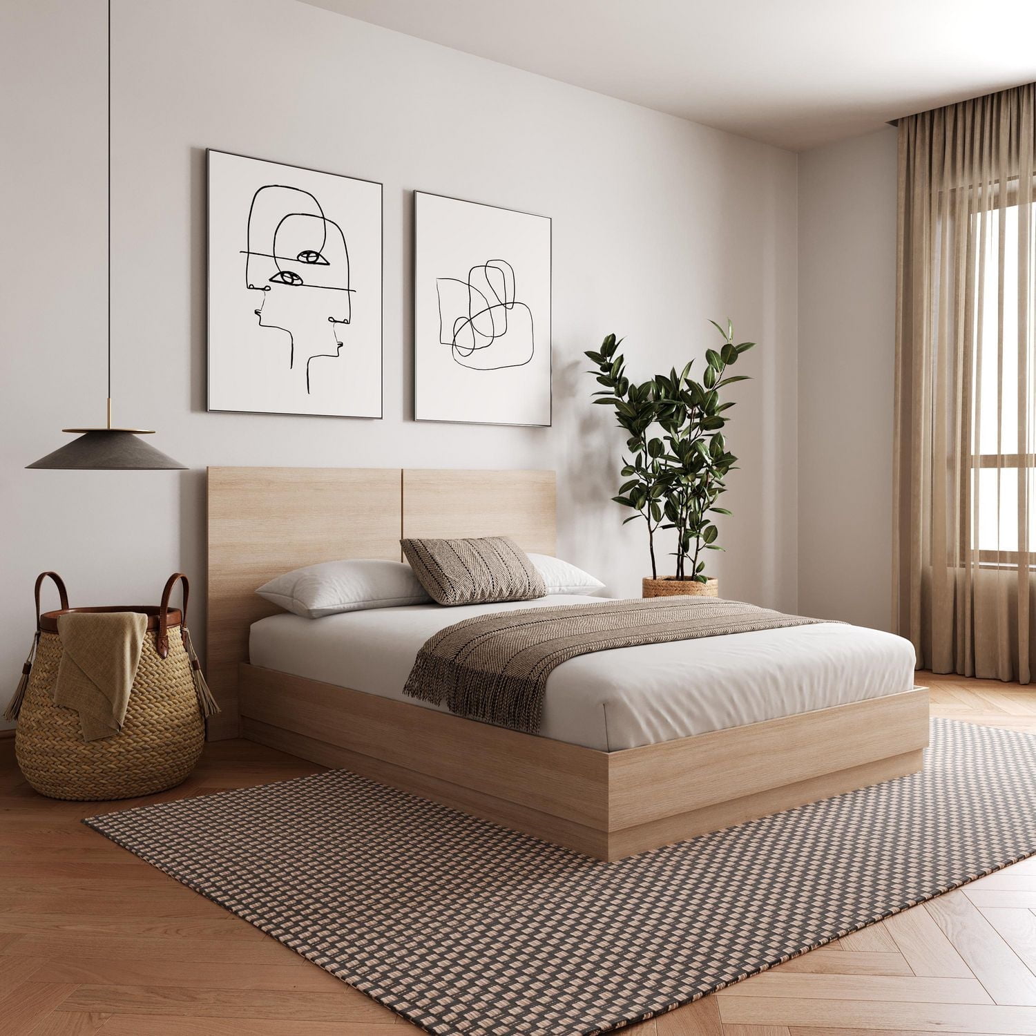 Milano Full Size Platform Bed with Headboard