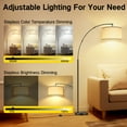 thumbnail image 2 of OUTON Arc Floor Lamp with Remote for Living Room, LED Dimmable Modern Standing Lamps with 4 Color Temperatures, Tall Light for Bedroom, Bigger Linen Shade,(Beige Lampshade), 2 of 10