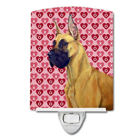 Caroline's Treasures LH9130CNL Great Dane Hearts Love and Valentine's Day Portrait Ceramic Night Light, 6x4x3",