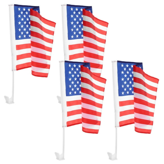 Beaupretty 4Pcs Outdoor American Flags for Cars Window Clip