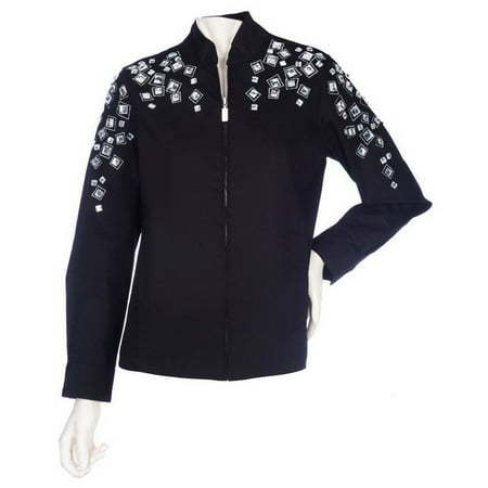 Bob Mackie Jeweled Embellished Denim Jacket (Best Denim Jacket For Big Bust)