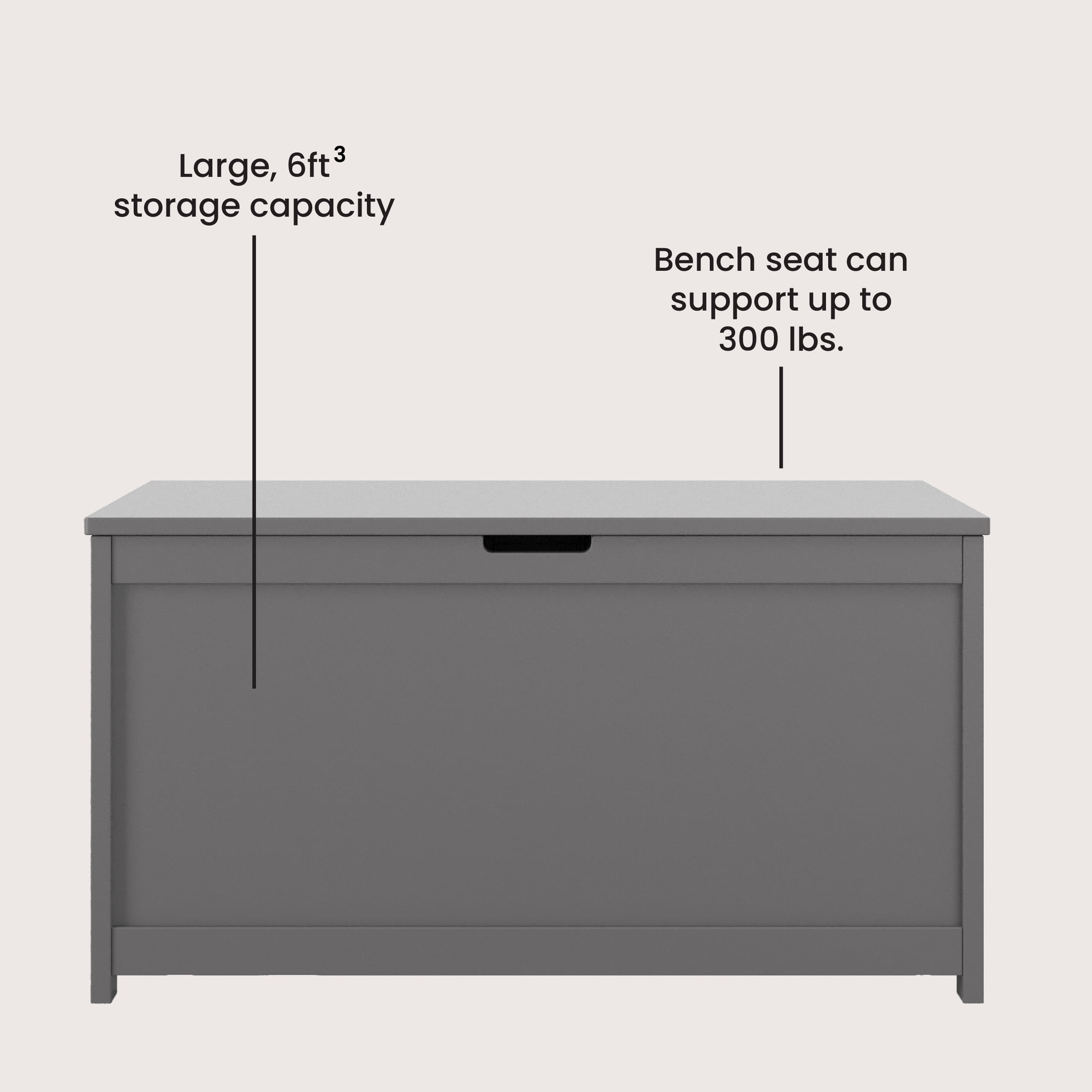 Child Craft Harmony 33" Kids Toy Box Storage Chest, Soft-Close Hinges, Wooden Construction, Cool Gray
