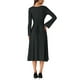 thumbnail image 3 of Vestido midi de punto para mujer Inspire Chic, corte A, escote cuadrado, mangas largas, talla XS, negro, 3 of 6