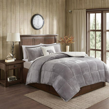 Woolrich Alton Plush to Sherpa Down Alternative Comforter Set Twin Bring the warmth and comfort of a cabin retreat to your bedroom with the Woolrich Alton Plush to Sherpa Down Alternative Comforter Set. Made from ultra-soft plush and reversing to a cozy berber  this comforter set provides an exceptionally soft and cozy feel. The down alternative filling provides maximum warm. The set includes 1 decorative square pillow.