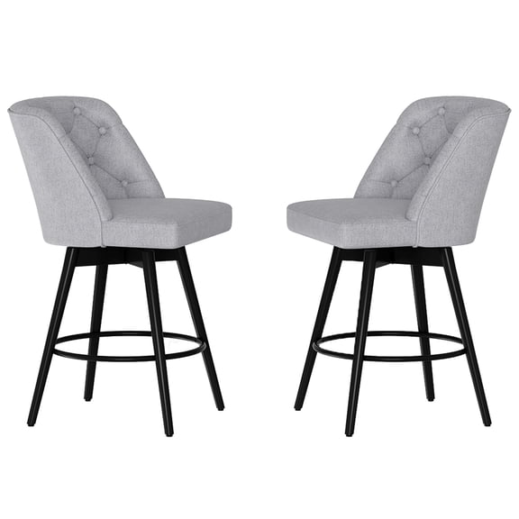 Swivel Bar Stools with Backs,26.6" Counter Height Bar Stools Set of 2, Upholstered Counter Barstools for Kitchen Island Dining Room Bar