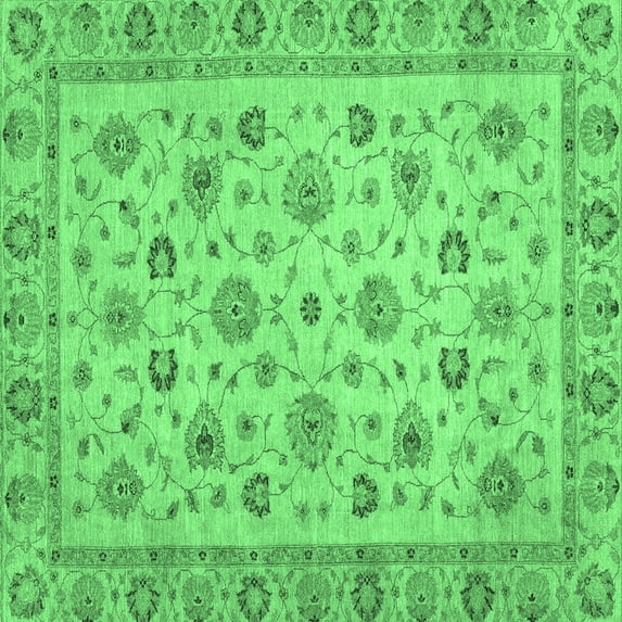 Ahgly Company Indoor Square Oriental Emerald Green Traditional Area Rugs, 6' Square