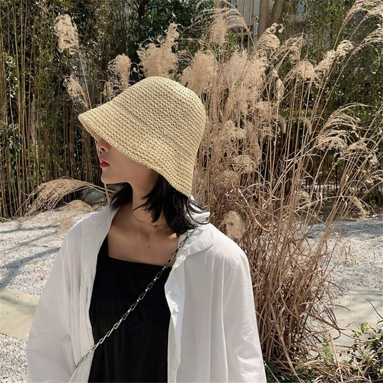 Kukuzhu Beach Korean Straw Hat Summer Women Visor Bucket Hat Fisherman Hat Hand weaving Panama Girl Fishing Chapeau Sun Hats for Women