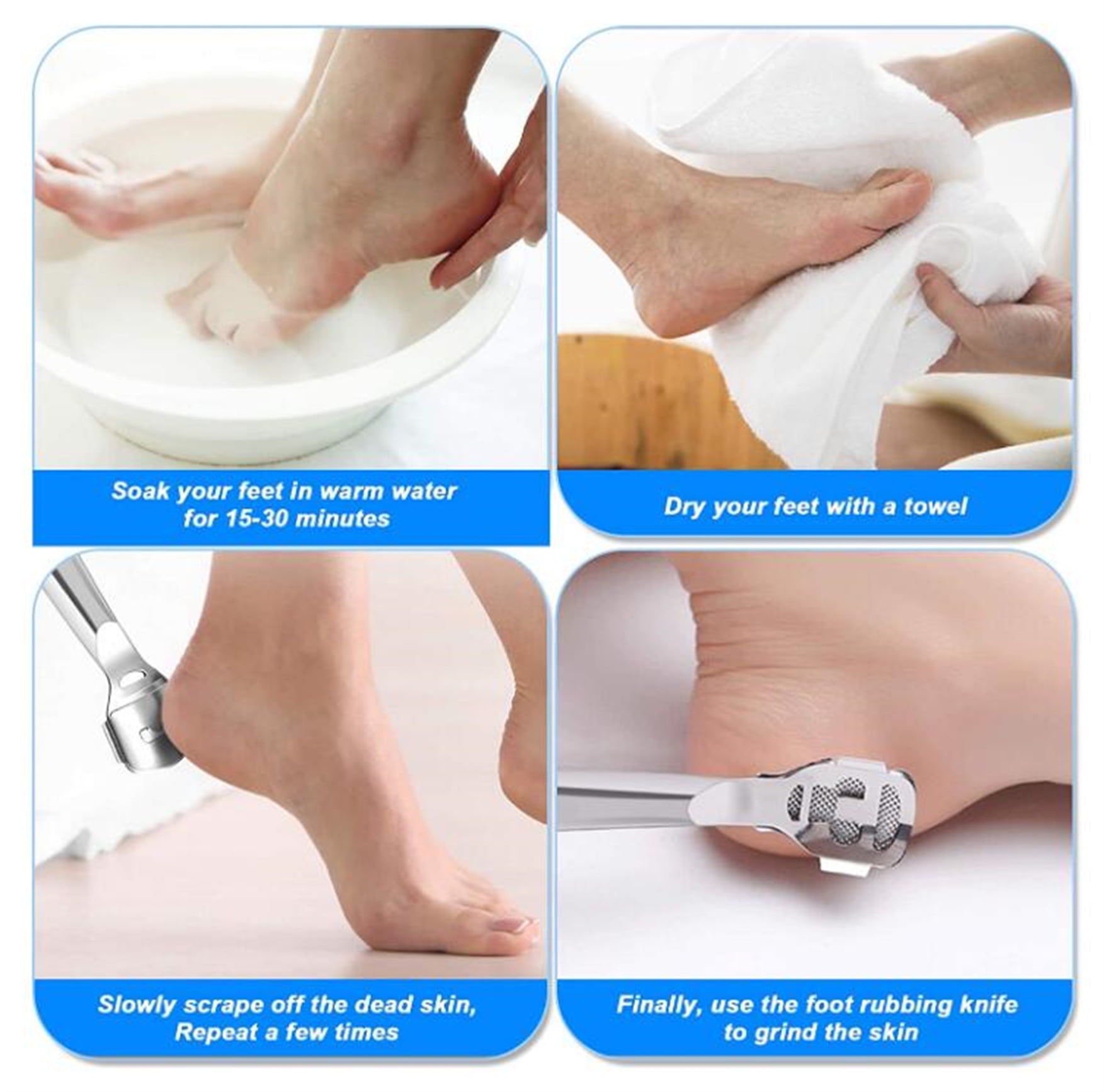 Pedicure Knife Callus Remover Tool, Silver Professional Heel Scrubber Dead  Skin Remover Pedicure Foot Care Tools for Men Women