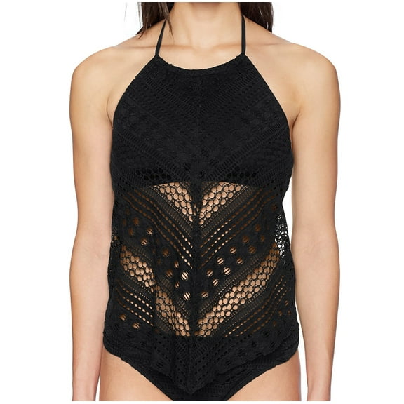 Bleu Rod Beattie Women's Crochet Ole 2-Piece Bikini Seperates Swimwear, Black Halter Top, 6