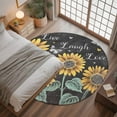 thumbnail image 3 of Sunflowers Rustic 4ft Round Rug, Spring Summer Pastoral Flowers Black Non-Skid Rubber Backing Large Area Rugs - Living Room Bedroom Home Office, Indoor Floor Mat Carpets Washable Rug, 3 of 9