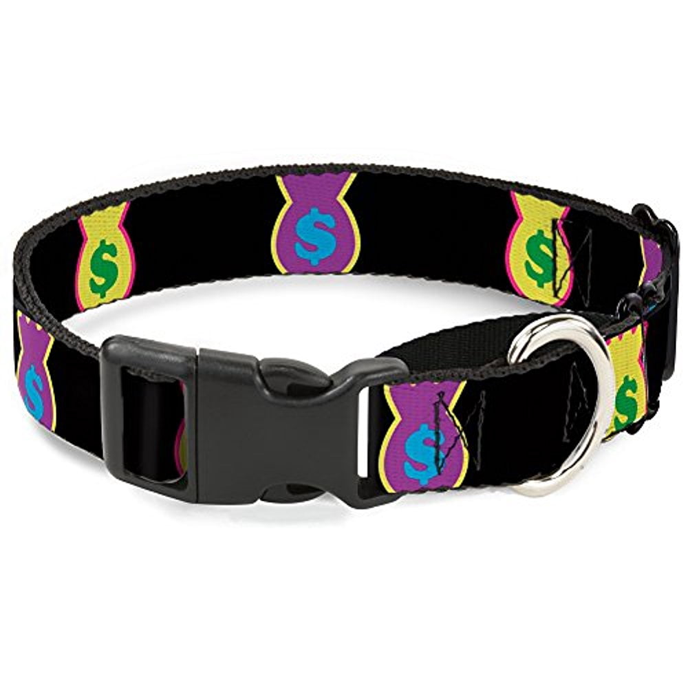 Buckle-Down Money Bags Black Multicolor Martingale Dog Collar