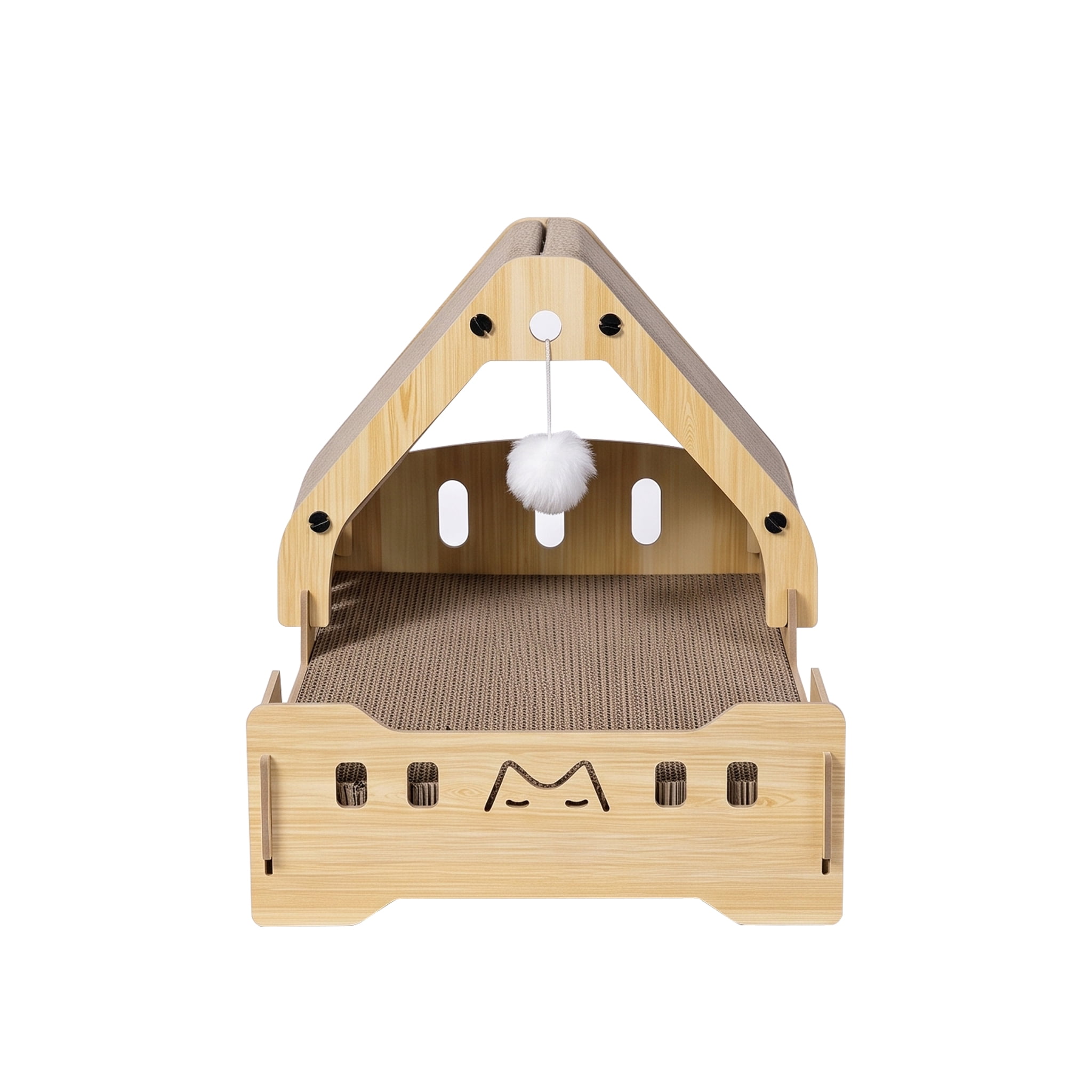 Large Reversible Cardboard Cat Scratcher Lounger, Durable Long‑Lasting Cat Scratching Board Pad, Brown Scratch Bed Furniture Protector for Indoor House Cats, 37x50x36cm