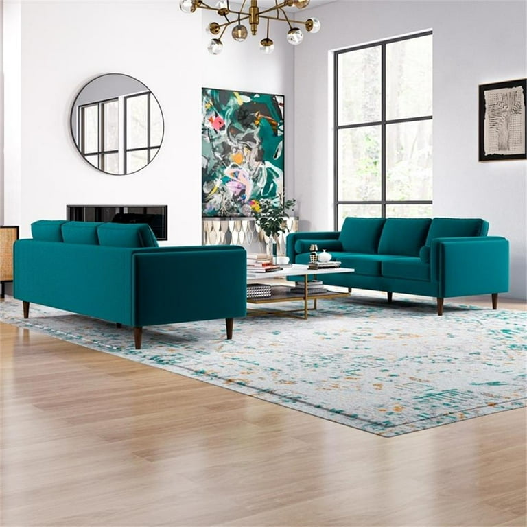 Fatin Mid Century Modern Furniture Style Living Room Velvet Sofa