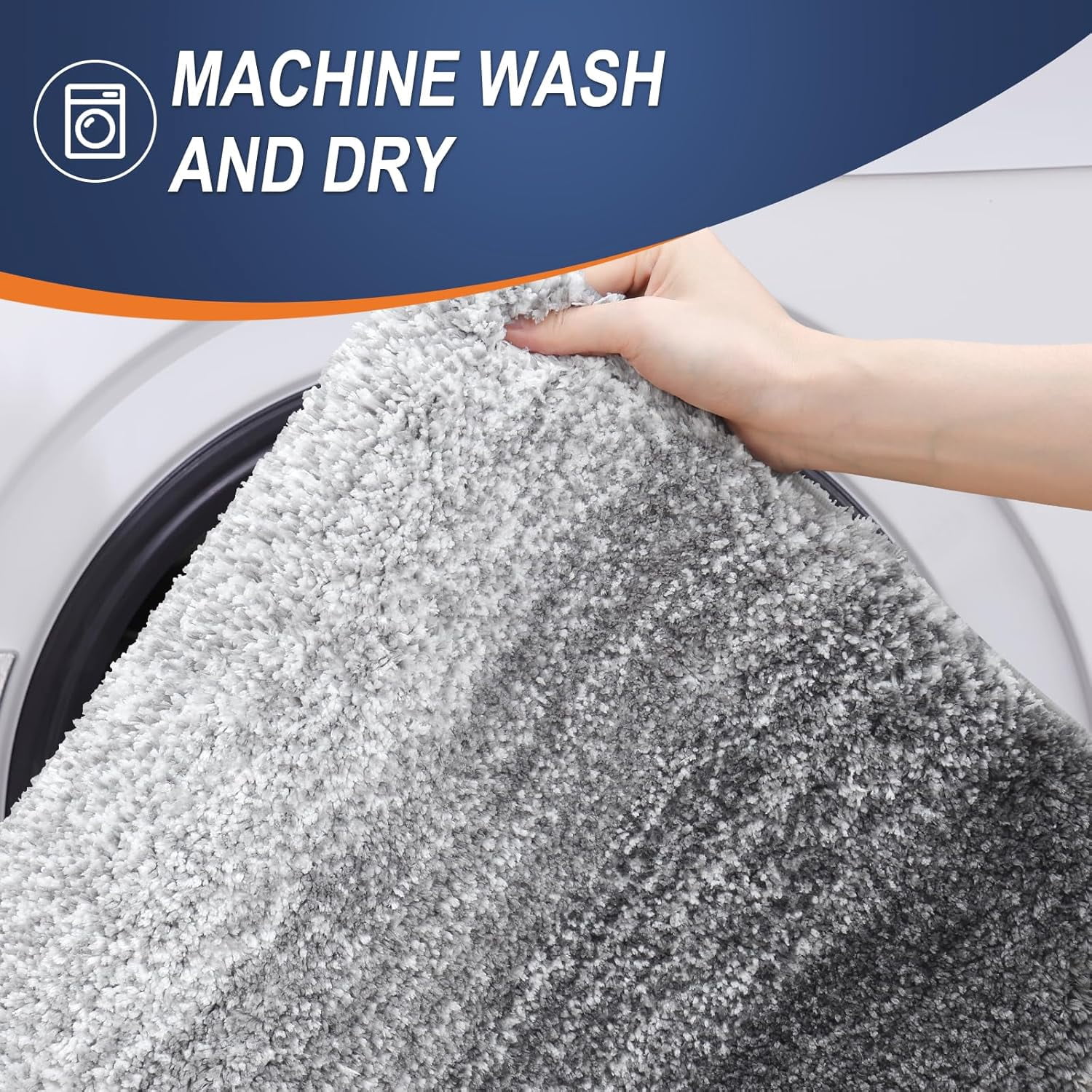 Lanola Bathroom Rug Set 2 Piece, Soft Absorbent Microfiber Bath Mats and U-Shaped Contour Toilet Rug, Non-Slip, Machine Wash Dry, Plush Shaggy Bath Mats for Bathroom (24"x16"+24"x20", Grey)