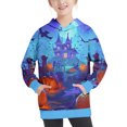 thumbnail image 4 of Odeerbi Kids Boys Girls Halloween Hoodies Ghost Print Hooded Sweatshirts Crewneck Oversized Hooded Sweatshirt 4-14 Years Kids Fashion Long Sleeve Pullover Tops Blue, 4 of 6