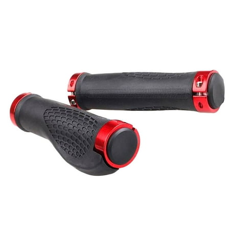 Holiday Time Cycling Bike Bicycle TPR Rubber Handlebar Grips Anti-slip Aluminum Alloy Lock on Handle