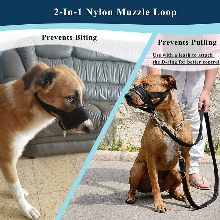 Nylon Dog Muzzle for Small Medium Large Dogs Prevent from Biting Barking and Chewing Adjustable Loop