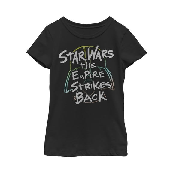Girl's Star Wars Empire Strikes Back Crayon Outline  Graphic Tee Black X Large