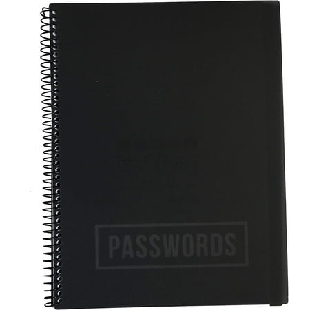 Password Book with Alphabetical Tabs 10"x7.5" Spiral Bound Credentials keeper Saves All Internet Login Details (Black)