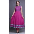 thumbnail image 2 of Bimba Robe Anarkali à Col Mandarin pour Femmes Imprimé Damas Fuchsia Rose Kurta Ethnique Indienne X-Small, 2 of 6