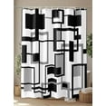 thumbnail image 4 of Geometric Black Shower Curtain, White and Gray Line Waterproof Shower Curtain Set with 12 Hooks Lightweight Washable Fabric Shower Curtains for Bathroom 48x72 Inches, 4 of 6