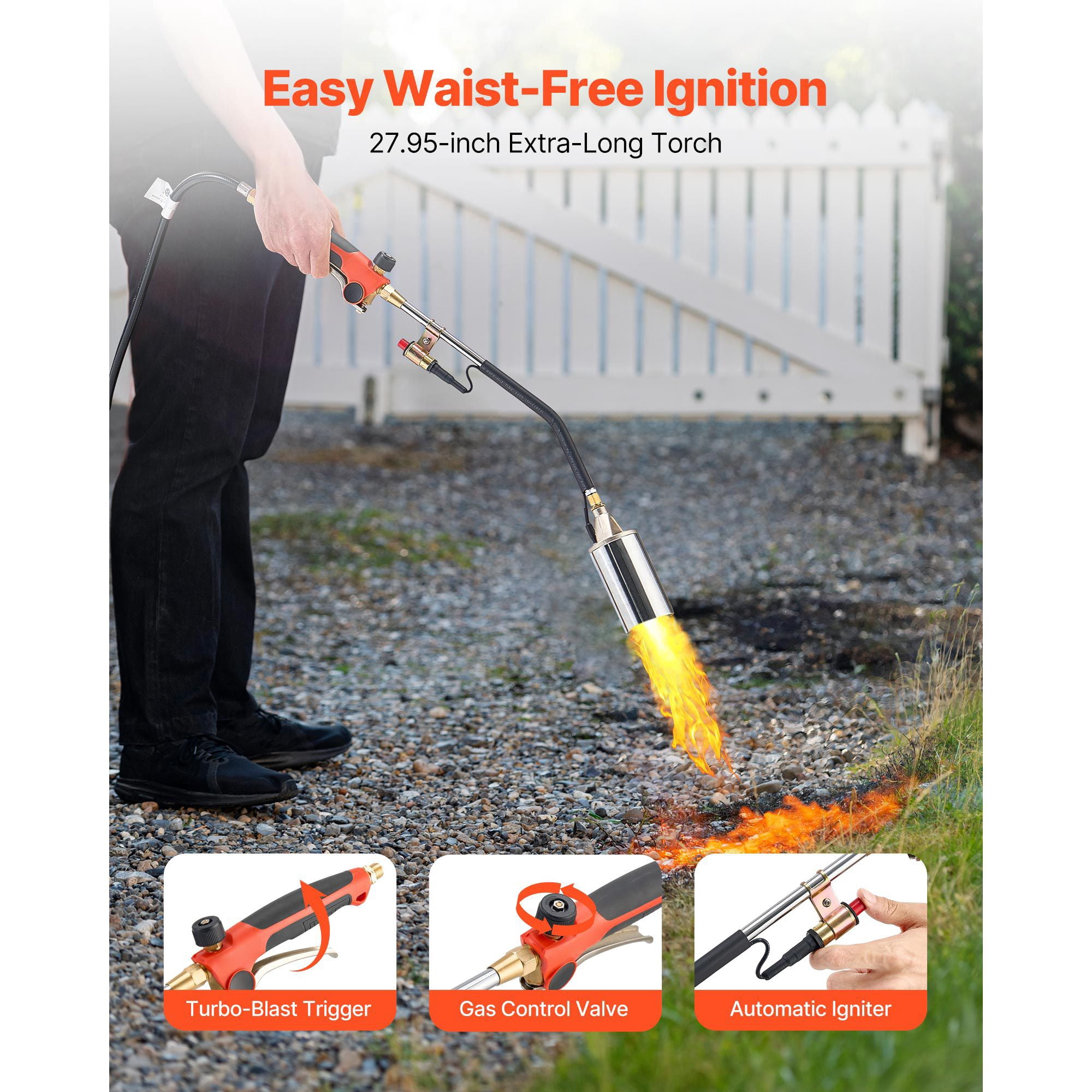 Propane Torch Weed Burner 1,800,000 BTU with 10ft Hose Igniter Adjustable Flame CCSAus Certified for Garden Driveway Farm