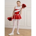 thumbnail image 6 of YiZYiF Girls Shiny Sequins Cheer Leader Uniform Outfit Juniors Sleeveless Zip-Up Cheerleading Dance Dress Red-A 16, 6 of 7