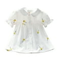 thumbnail image 2 of Visland Baby Short Sleeves , Girls Casual Tops Flower Embroidery A Line Puff Sleeve Lacework Cuff Tops Daily Wear, 2 of 8