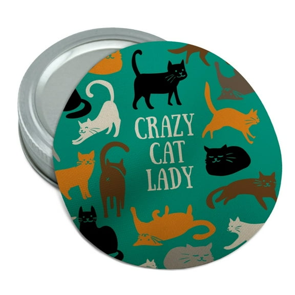 Crazy Cat Lady Teal Orange Black Brown Round Rubber Non-Slip Jar Gripper Lid Opener