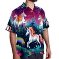 thumbnail image 2 of Robot Unicorn Attack Men's Short Sleeve Beach Shirts Poplin Spread Collar Tops Casual Printed Button Down Summer Unisex, 2 of 6