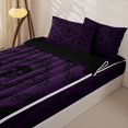 thumbnail image 3 of Homewish Boho Hipple Skull Zipper Full Size Comforter Sets with Fitted Sheet and 2 Pillowcases,Vintage Purple Damask Zipper Bedding Set,Halloween Gothic Bed Set,Black Reversible,4pcs, 3 of 8
