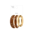 thumbnail image 2 of Time and Tru Women's Bangle Bracelet Set, 3 Piece, Gold-Tone and Brown, 2 of 4
