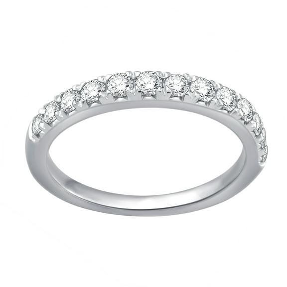 Arista 1 Carat T.W. Lab Grown Diamond Pave Platinum Plated Women's Round Wedding Band in Sterling Silver (I , VS-SI)