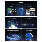 ATOTO Carplay Ai Box Gen2 AI Smart Box Android Auto Wireless Adapter with Dual Bluetooth &WiFi 3-in-1 Video Box Netflix-YouTube for OEM Wired CarPlay Android Auto Stereo 4GB+32GB (Black)