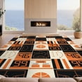thumbnail image 2 of Design&I 6'x9' Washable Area Rug Sleek Flatweave Pet Friendly Orange Black Court Scoreboard Design Retro Sport Theme with Playbook Graphics for Queen Size Bedroom, Under Bed, 2 of 7