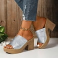 thumbnail image 2 of Platform High Heels Dress Sandals for Women Ladies 2025 Summer Peep Toe Chunky Heeled Slip on Dressy Slippers, 2 of 4
