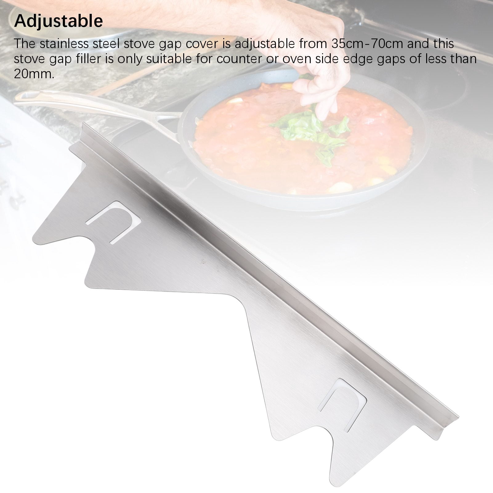 Nieyigj 2 Pairs Stainless Steel Stove Gap Fillers 13.78-27.56in / 35-70cm Adjustable Easy Clean Kitchen Counter Gap Covers Silver