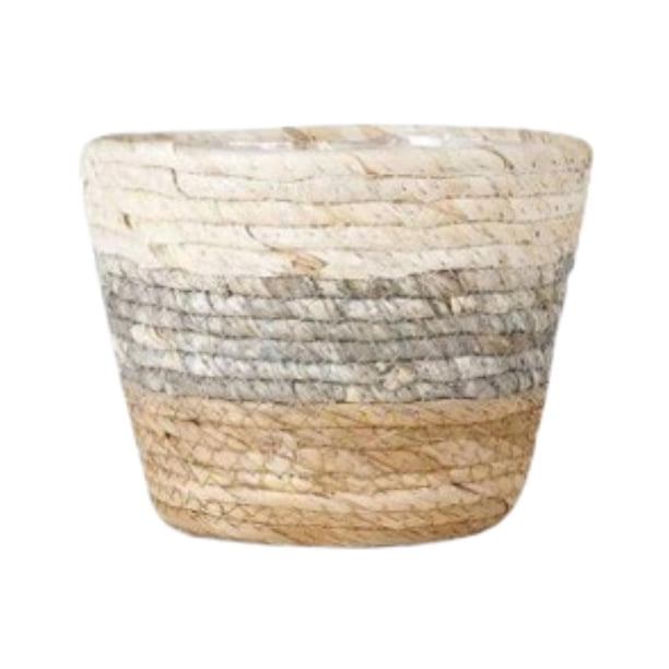 Cesta tejida para plantas, cesta de estilo rústico con forro impermeable para almacenamiento S