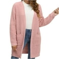 thumbnail image 3 of Feancey Winter Cardigans for Women Trendy Cable Knit Sweater Coats Dressy Casual Knitted Cardigan Soft Comfy Open Front Sweaters with Pockets Streetwear Jackets Pink XL, 3 of 4
