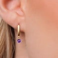 thumbnail image 3 of Gem Stone King 14K Yellow Gold Purple Amethyst Dangle Earrings for Women | 0.50 Cttw | Gemstone February Birthstone | Round 4MM, 3 of 6
