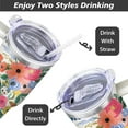 thumbnail image 5 of 40 OZ Tumbler with Handle and Straw Lid Insulated Travel Coffee Mug Cup Reusable Stainless Steel Tumblers for Water, Iced Tea or Coffee, Smoothie and More, Flowers, 5 of 6