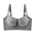 thumbnail image 3 of Akiihool Womens Bras Comfortable Women's Pure Comfort Wireless Lace Longline Bralette, Lightly Lined Convertible Bra (Grey,46), 3 of 5