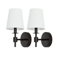 thumbnail image 4 of SAFAVIEH Dalany LED Black Iron Wall Sconce with White Cotton Shade, Set of 2, 4 of 10