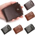 thumbnail image 6 of Luxury Gift Small Money Purses Zipper Wallet Hasp Pull Type ID Credit Card Holder Slim Leather Wallet Money Clip Coin Bag BROWN, 6 of 8