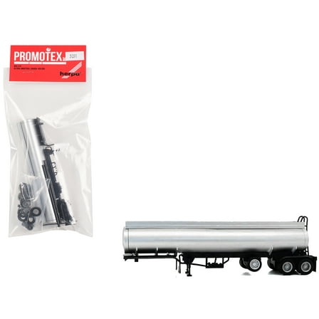 Tag-Axle Elliptical Tanker Trailer Silver 1/87 HO Plastic Model by Promotex