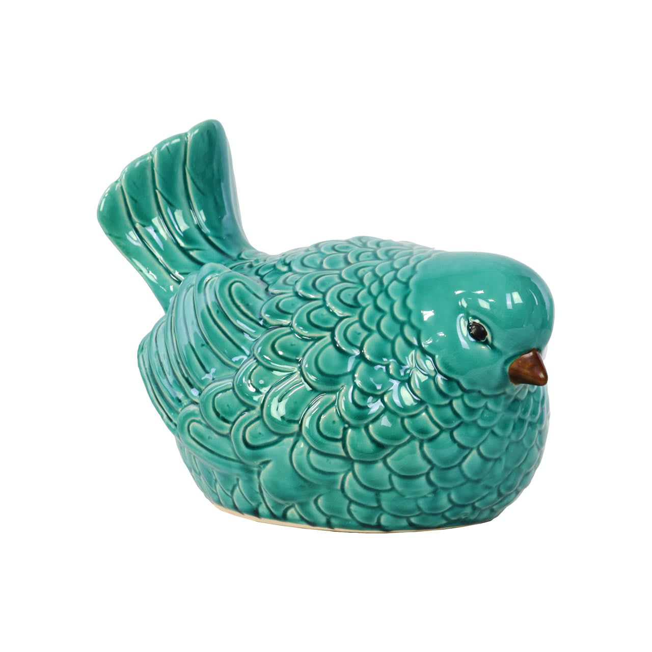 Turquoise Urban Trends Ceramic Nodding Bird Figurine with Gloss Finish