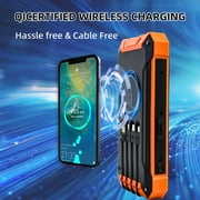 Solar Power Bank 46800mAh, Portable Wireless Charger, 18W Fast Charging External Battery Pack with 4 Cables for Cell Phones, Solar Panel Charging with Dual Flashlight for Camping