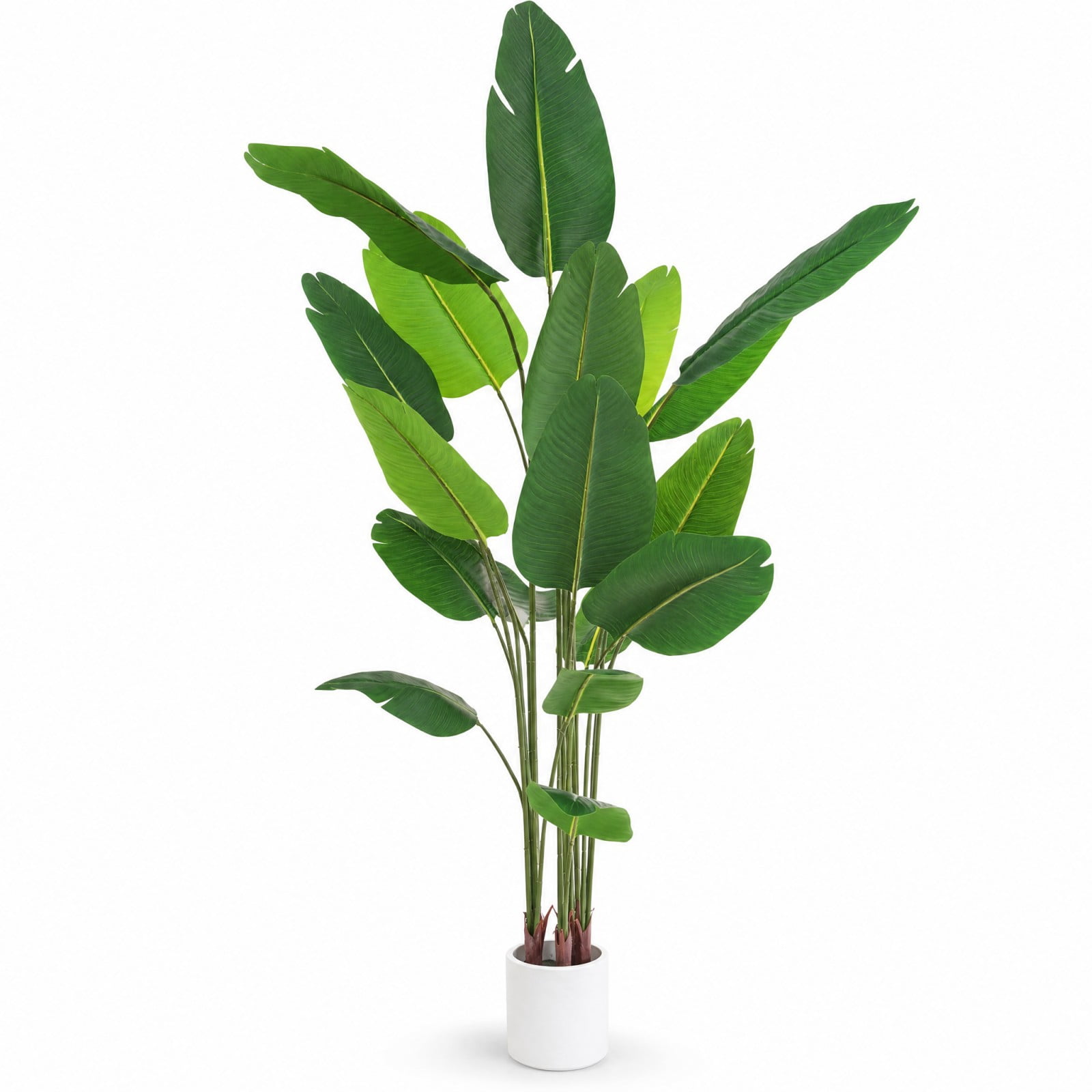 BEAUTYPEAK 6.6Ft Artificial Birds of Paradise Plant Faux Banana Leaf Tree Fake Tropical Palm Tree Indoor Outdoor Floor Plant