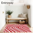 thumbnail image 3 of ODIKA 6'x9' Machine Washable Non-Slip Area Rug, Cane Stripe Holiday Bath Diagonal Festive High Traffic Rug with Pad, Red, 733243, 3 of 8